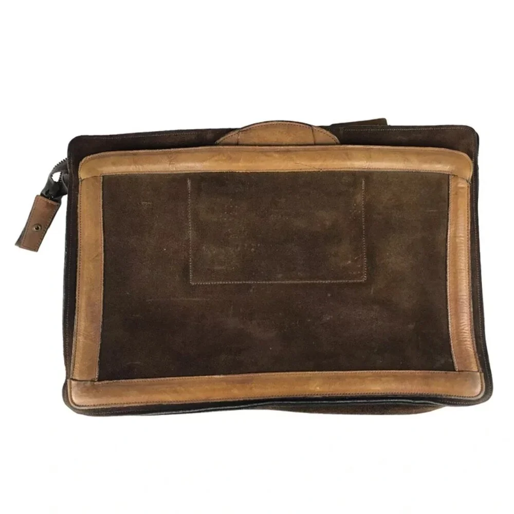 Michael Scott Unisex Adult Brown Suede‎ Double Top Handle Briefcase Bag